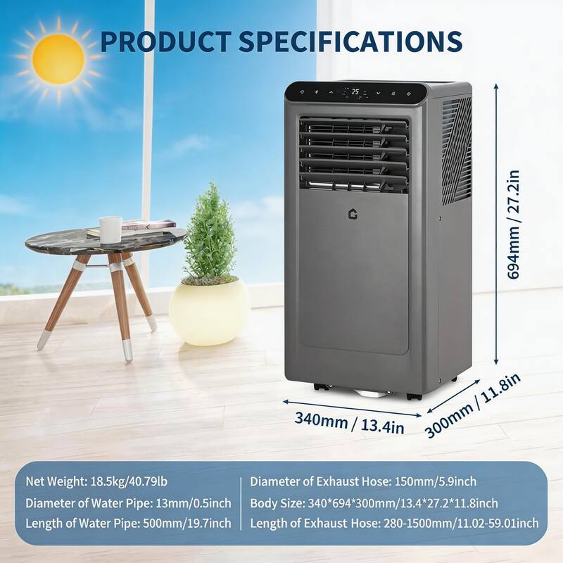 8000 BTU Portable Air Conditioner, up to 350 Sq.Ft.