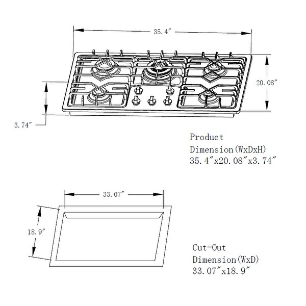 gas stove top dimensions