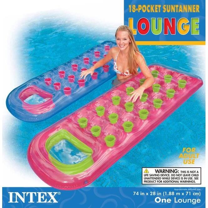 Intex 18 Pocket Swimming Pool Beach Lounge Floating Raft 2 with Pillow (6 Pack) - 2.2