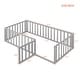 preview thumbnail 46 of 89, Kids Bed Wood Daybed Frame with Fence,Twin/ Full/Queen,White/Gray/Walnut/Natural
