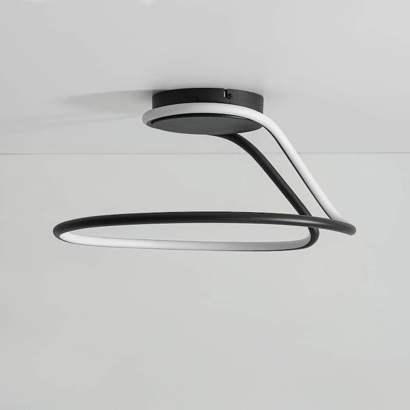 Modern Flow Line Dimmable LED Semi Flush Mount Light 16.9 in