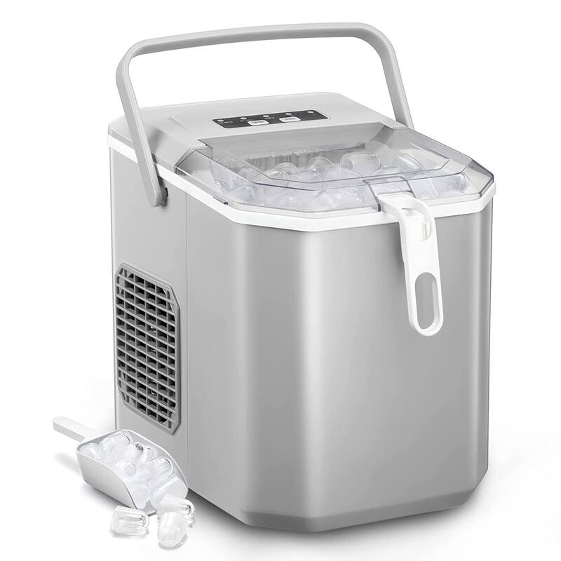 Countertop Ice Maker Portable Ice Machine with Handle,Self-Cleaning Ice Makers, 26Lbs/24H, 9 Ice Cubes Ready in 6 Mins