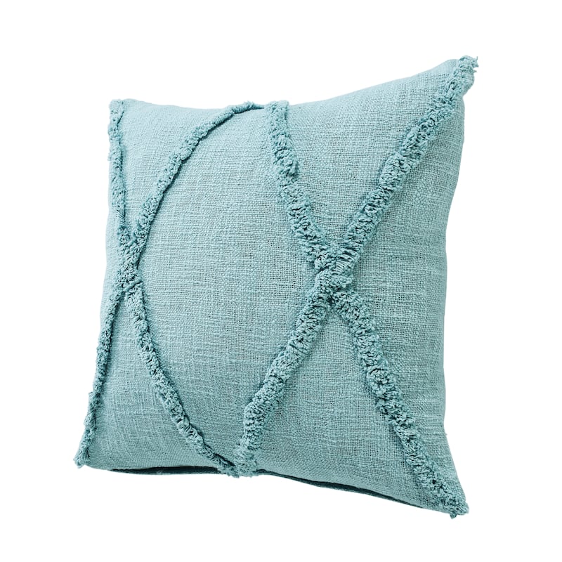 Solid Decorative Diamond Tufted Cotton Throw Pillow