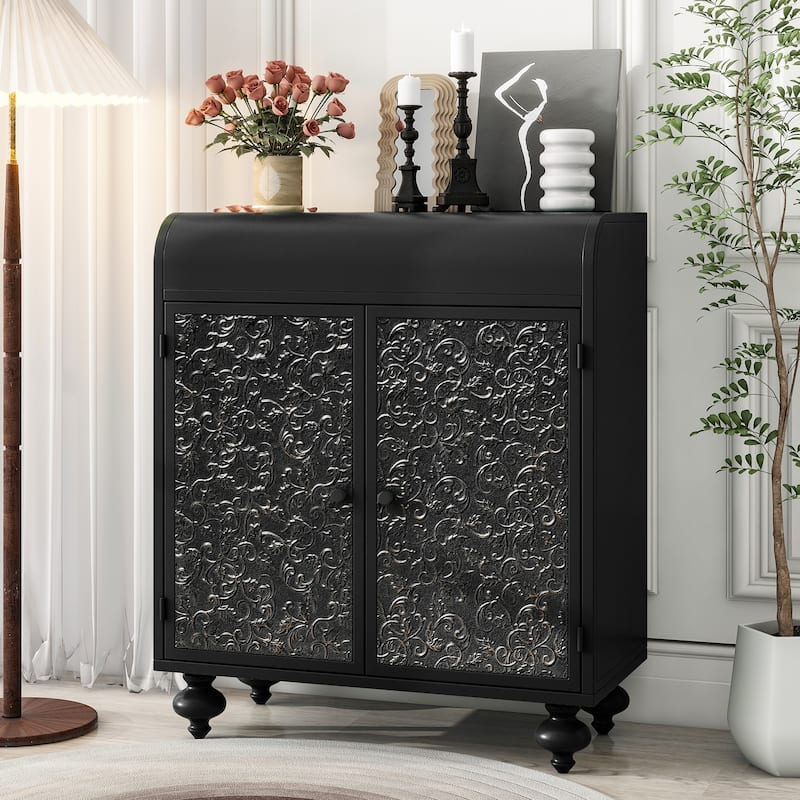 Art Accent Cabinet With 2 Doors, Sideboard Buffet Cabinet with Storage - Antique Black