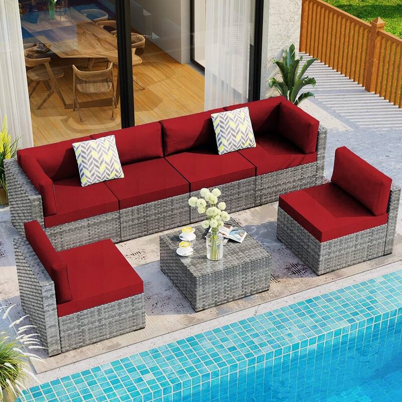 Outdoor Patio Cushion Covers Replacement, Waterproof Furniture Cushion Slipcovers, for Wicker Rattan Sectional Couch Chair