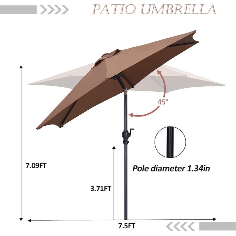 Ainfox 7.5ft Patio Umbrella Outdoor Umbrella Tilt Multi-color Without Base