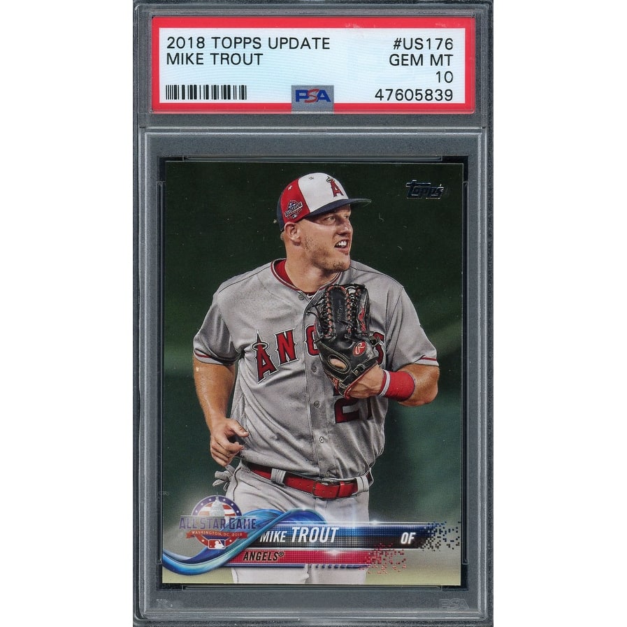 Mike Trout 2018 Topps Update Baseball Card #US176 Graded PSA 10 GEM MINT - 8'6" x 11'6"