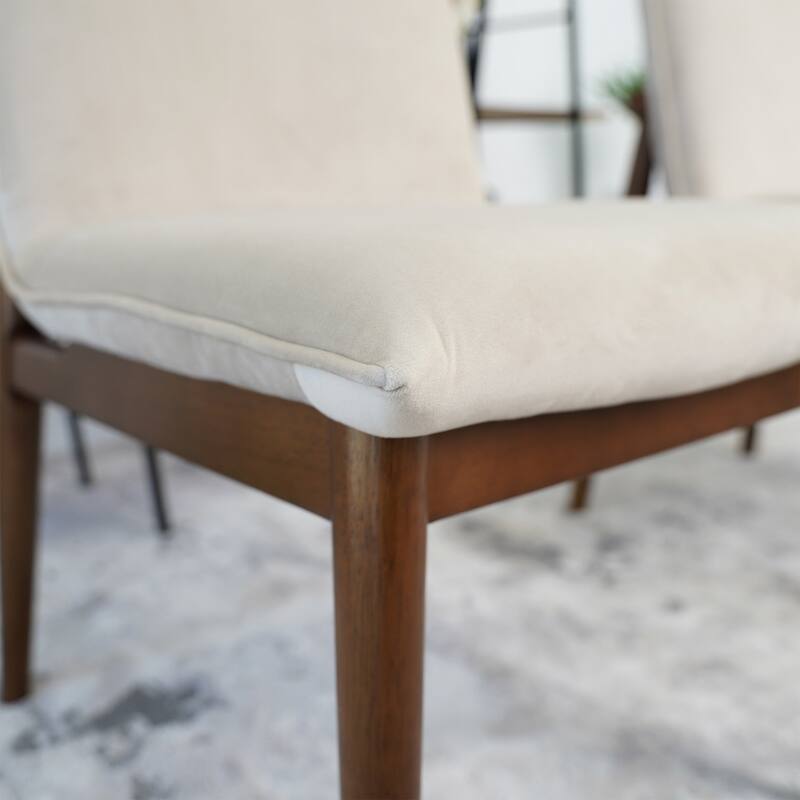 GDFStudio - Monza Modern Velvet Dining Chair with Solid Wood Legs & Armless Mid-Century Silhouette, Set of 2 - 24.4"