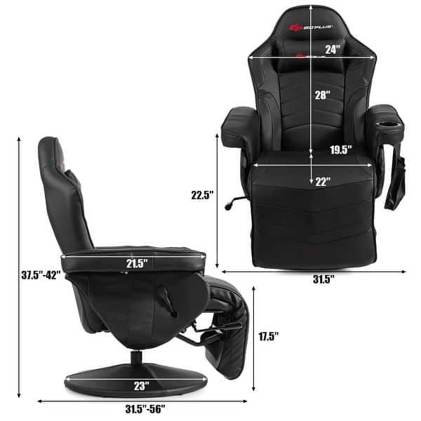 Goplus Massage Gaming Recliner Reclining Racing Chair Swivel Bed Bath