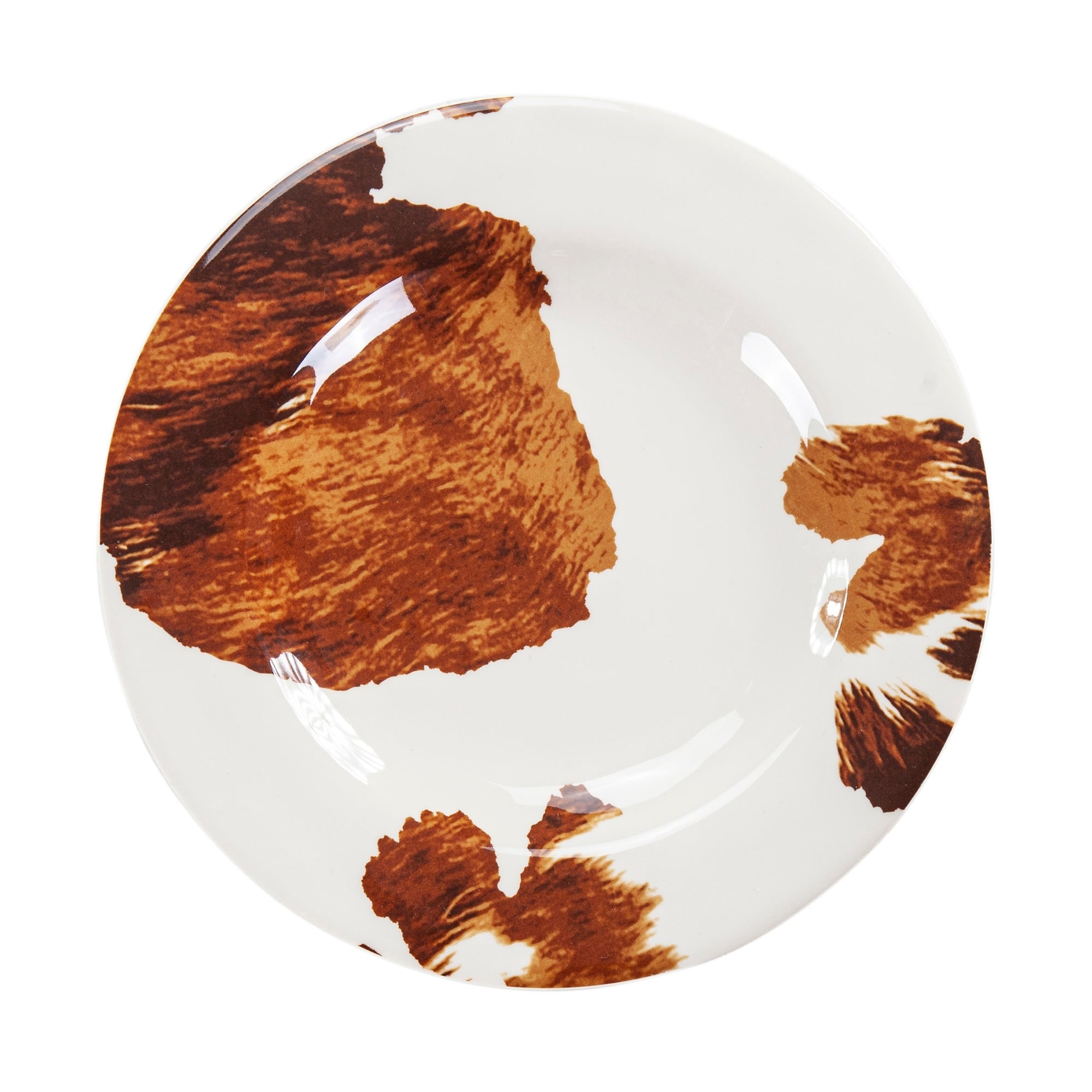Paseo Road by HiEnd Accents Elsa Cowhide Melamine Dinner Plate Set, Butterscotch, 4PC