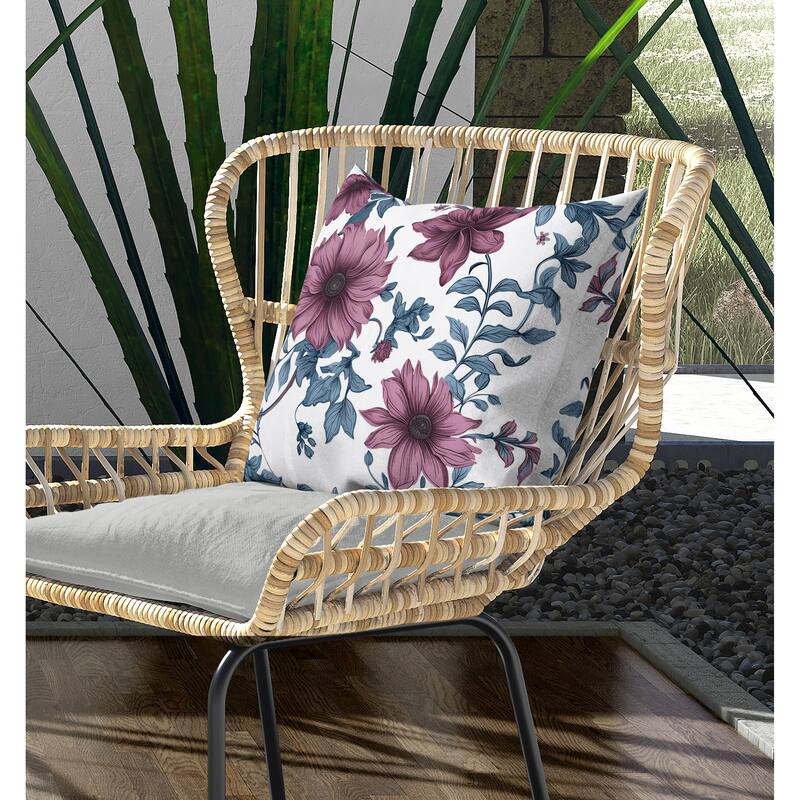 Harvest of Sunshine Indoor/Outdoor Reversible Throw Pillow Blue and Pink