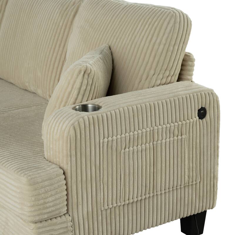 Furniture of America Xenia Modern 2-Piece Chenille Sofa Set with Cup Holders and USB Ports