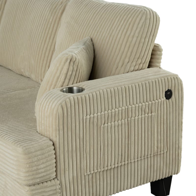 Furniture of America Xenia Modern Chenille Sofa with Cup Holders and USB Ports