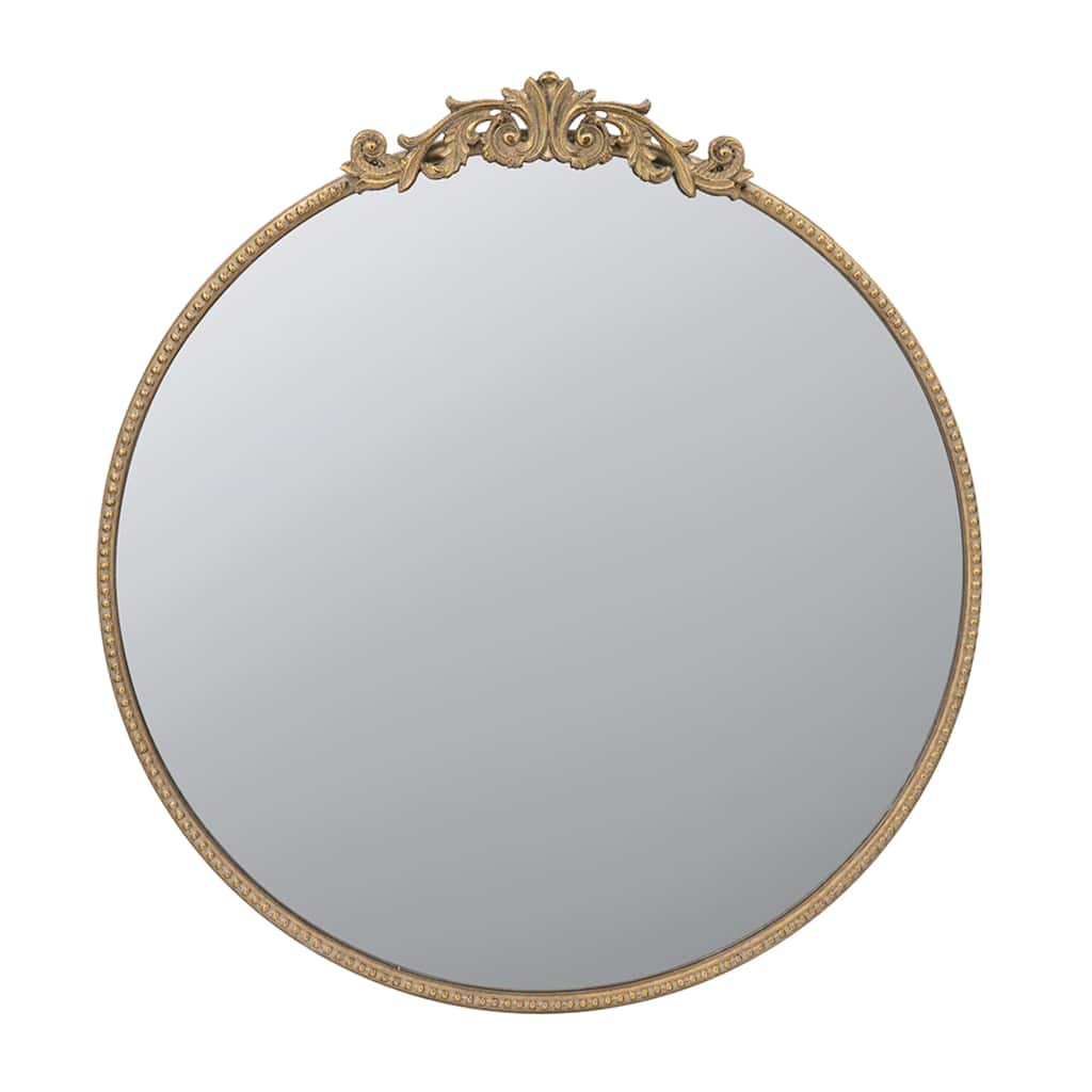 Classic Baroque Style Round Wall Mirror - 32" - Gold