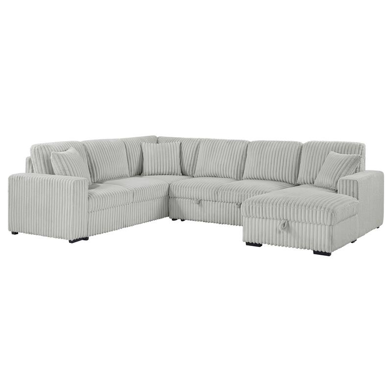 Devonshire Sleeper Sectional Sofa Storage Chaise - 122.00'' x 96.75''-50.00'' x 39.25'' - Grey