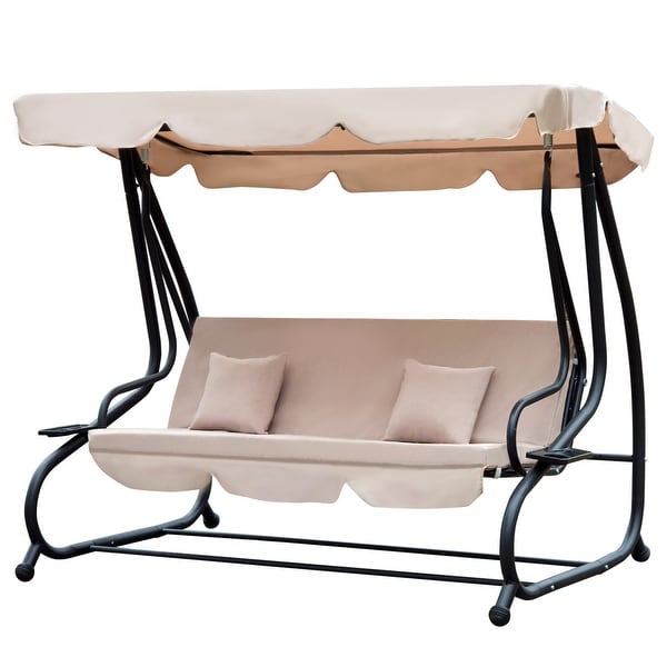 Outsunny 3 Seat Outdoor Free Standing Covered Swing Bench with