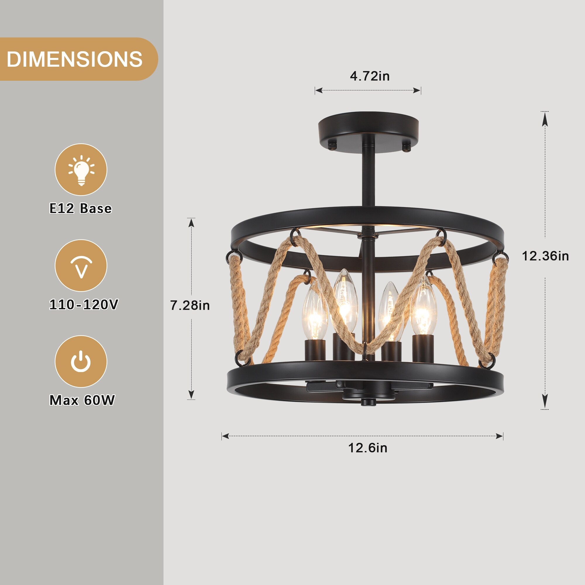 Wide semi flush mount ceiling light on sale