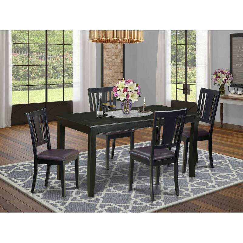 HomeStock 5-Pc Black Finish Solid Wood Top - Dining Room Set - Seats 4