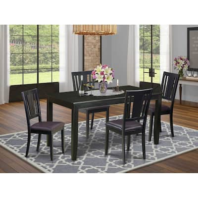 HomeStock 5-Pc Black Finish Solid Wood Top - Dining Room Set - Seats 4