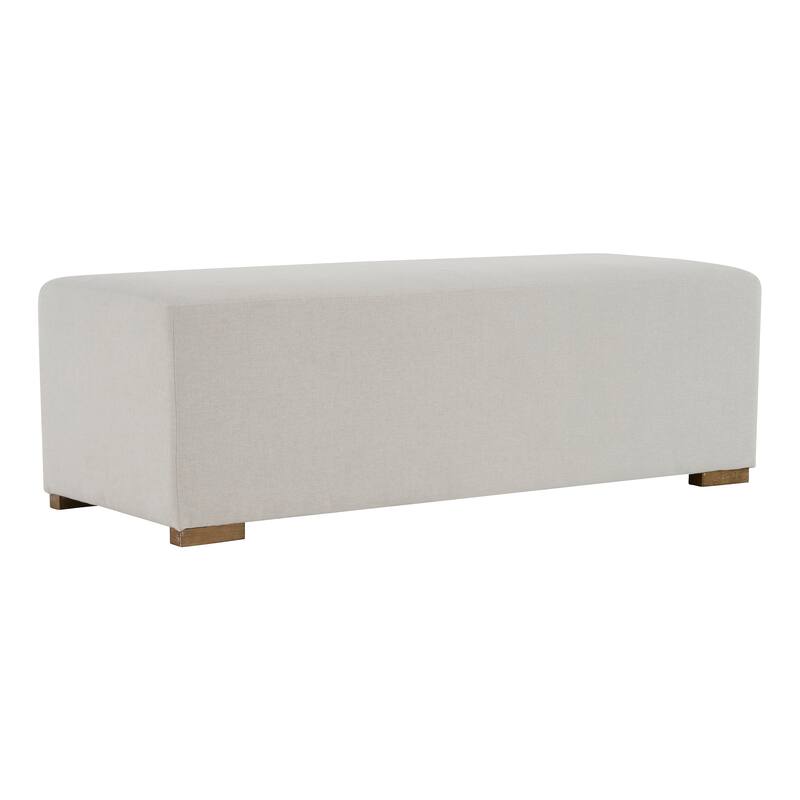 Roomfitters Long White Fabric Ottoman Bench, 17 Inch Height, Modern Nordic Style