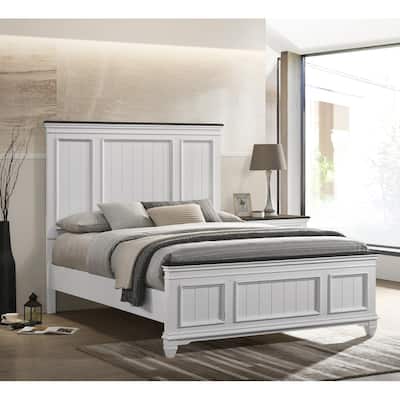 Roundhill Furniture Clelane Shiplap Wood Panel Bed