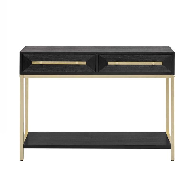 Entryway Table, Console Table with Two Drawers, Retro Hallway Table with Striking Geometric Design for Entryway and Living Room
