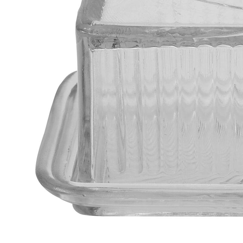 Clear Pressed Glass Butter Dish with Lid