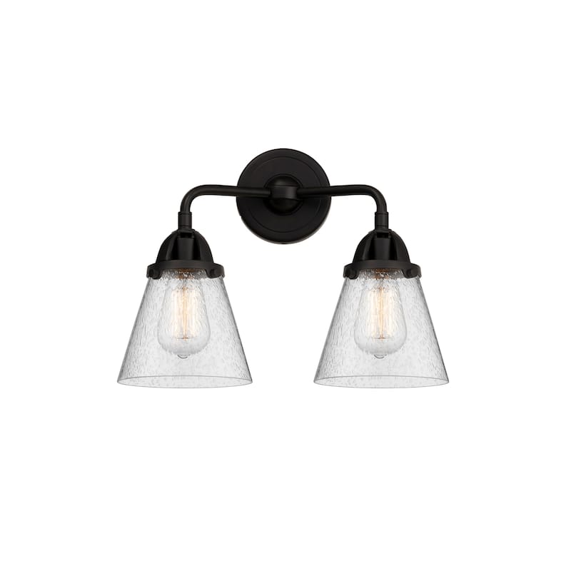 Innovations Lighting 288-2W-12-14 Cone Vanity Cone 2 Light 14" Wide - Matte Black / Seedy