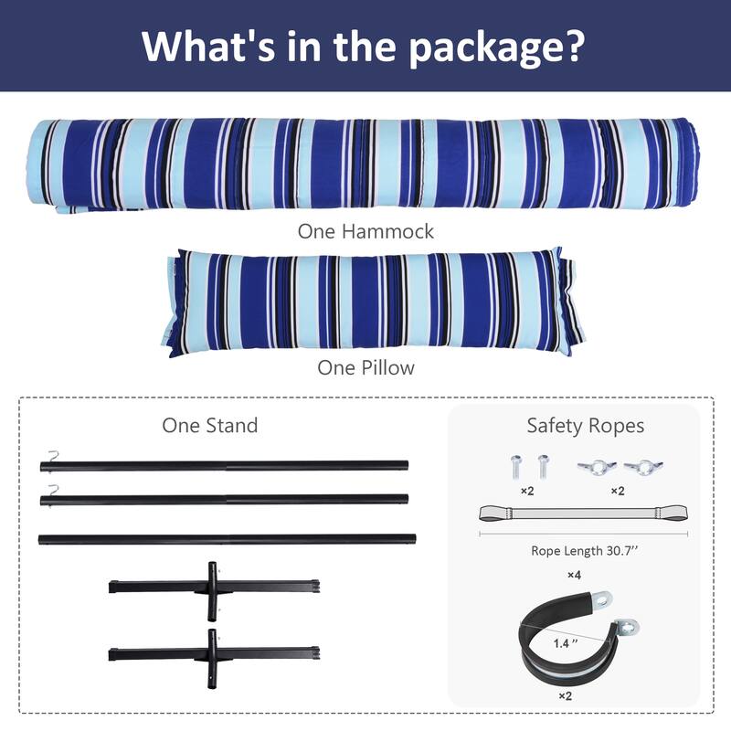 Outdoor Portable Double Hammock with Stand&Pillow Max 475 lbs Capacity