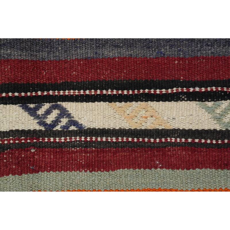 Hand Woven Oriental 100% Wool Carpet Southwestern Tribal Multi-Colored Kilim Area Rug - 9' 2'' X 5' 11''