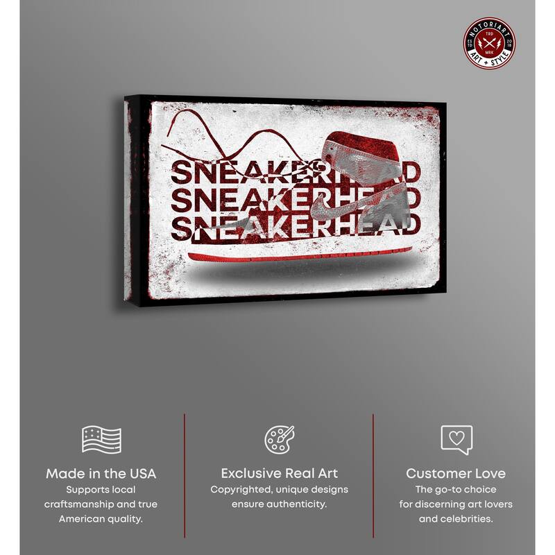 Notoriart Sneakerhead Red Gallery Wrapped Sneaker 1 Piece Canvas Wall Art