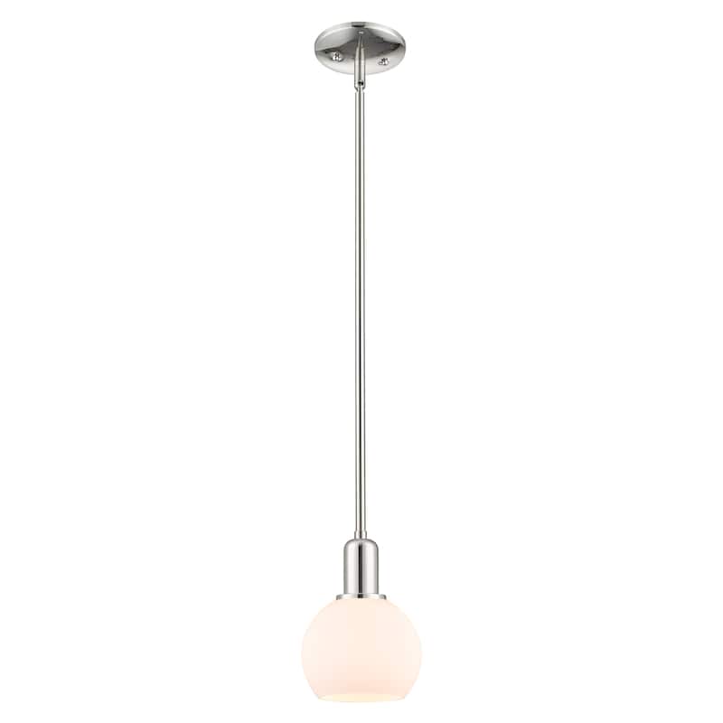 Innovations Lighting Endless Possibilities Arcadia - Athens - 1 Light 6" Stem Hung Mini Pendant - Polished Nickel/Matte White