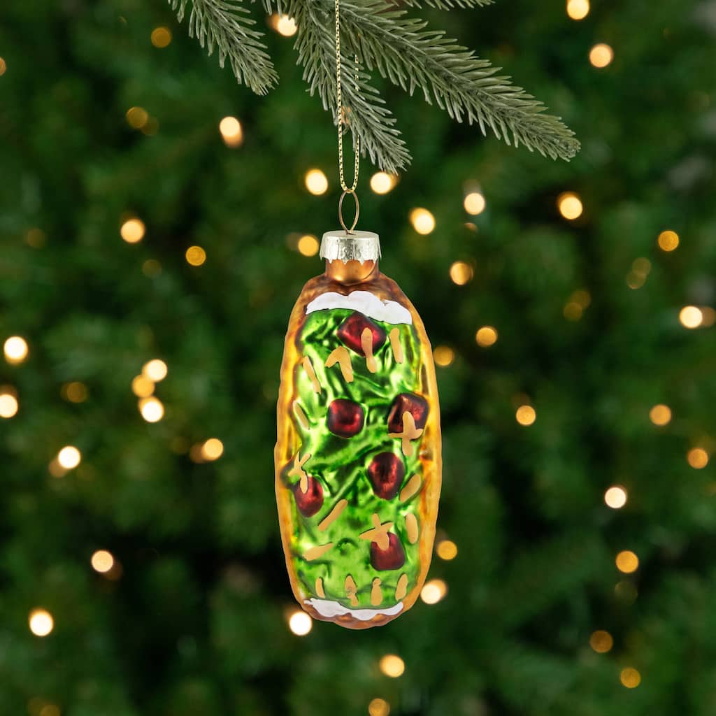 Taco Glass Christmas Ornament - 3.5" - Yellow