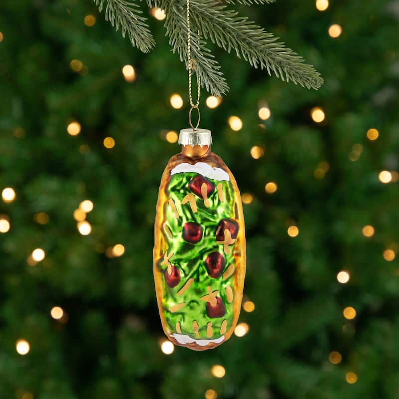 Taco Glass Christmas Ornament - 3.5" - Yellow