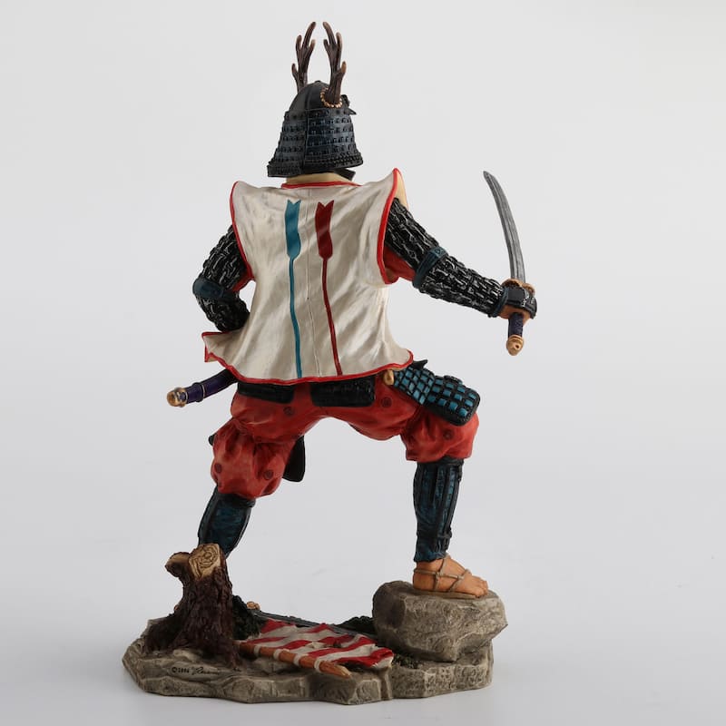 9.87" H JAPANESE SAMURAI W/DEER HORN HELMET Resin - 5.12"x6.3"x9.87"