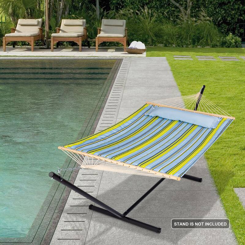 78'' Quilted 2 Person Hammock Beach Swing with Spreader Bars&Pillow - 55.1*122*1