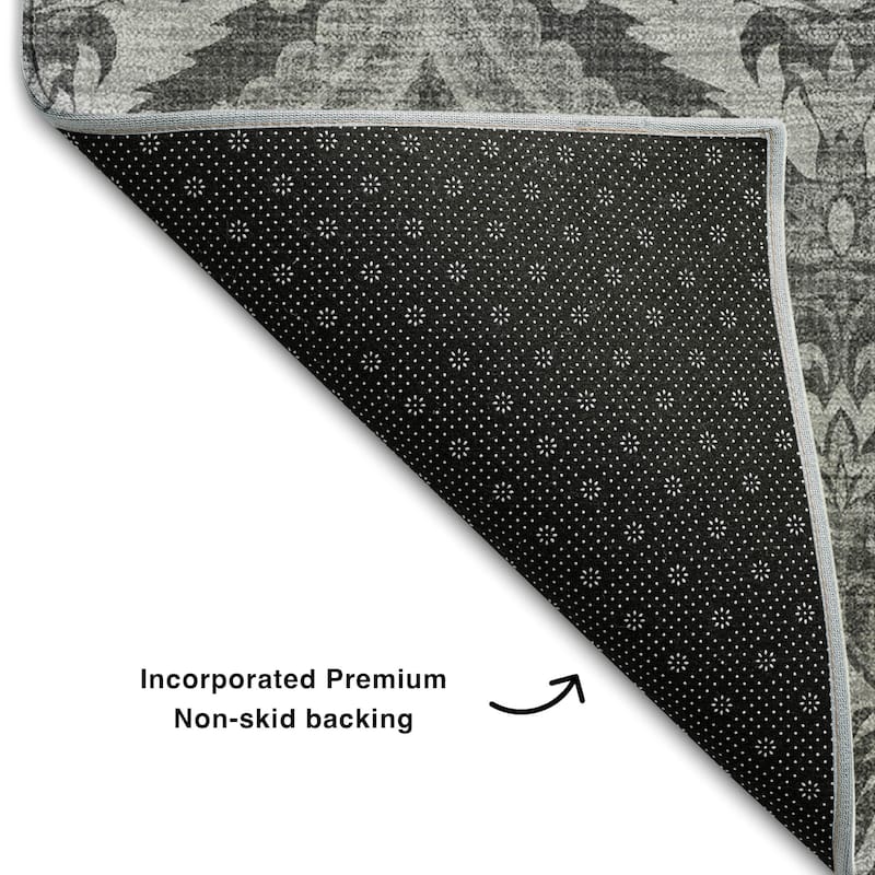 Premium Washable Super Soft Traditional Damask Mayfield Rug