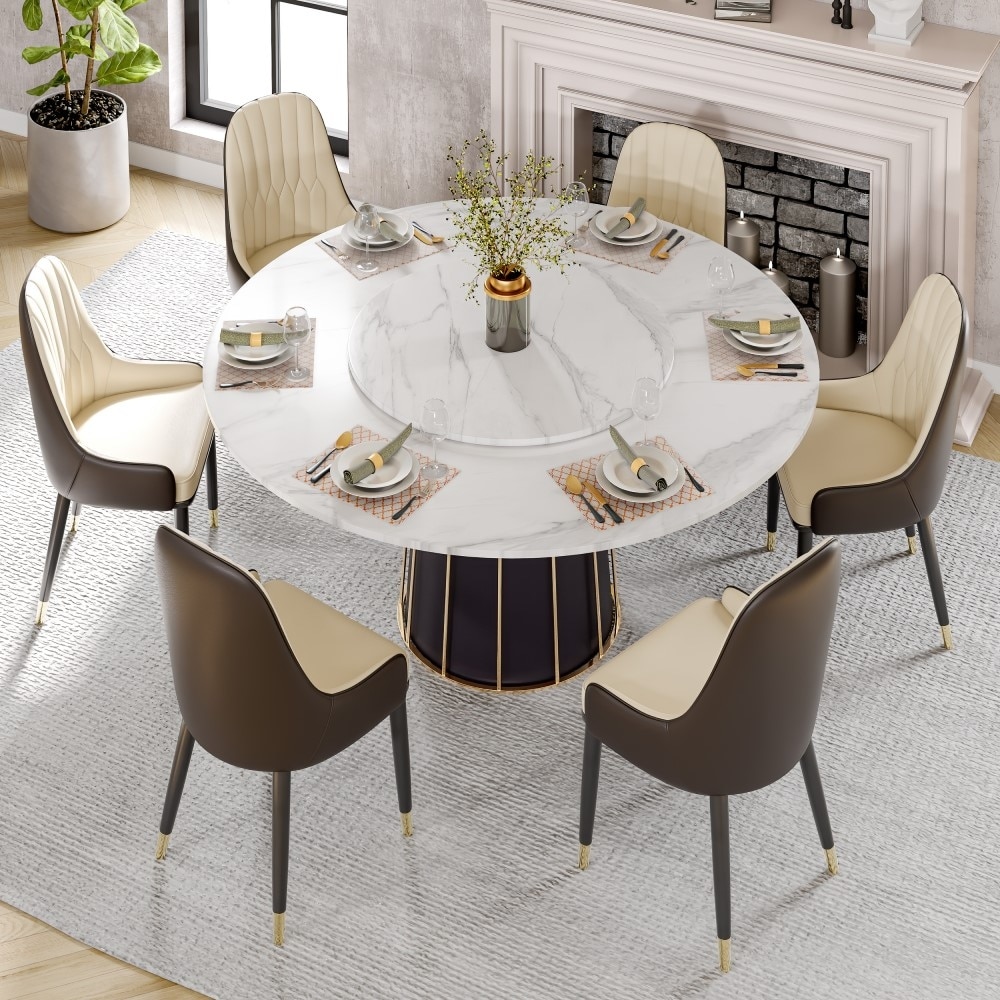 Round marble dining table with chairs outlet