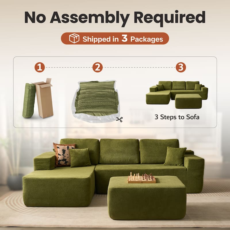 ​​OVIOS Lazy Chaise Lounge Sofa with Ottoman​