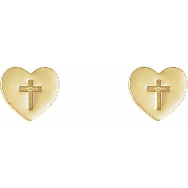 14K Gold Fancy Cross Long Yellow Gold Earrings