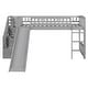 preview thumbnail 14 of 28, All-in-one Loft Bed Built-in Ladder Wood Frame Loft Bed with Slide, 2 Drawers, Storage Stairs & Underbed Activity Space for Kids