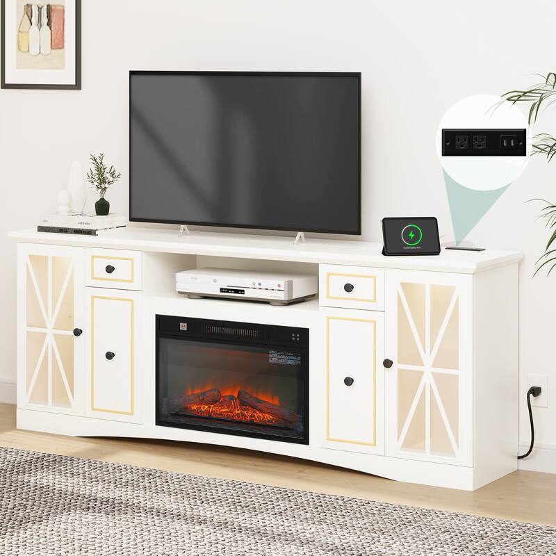 Moasis 70" Fireplace TV Stand W/ 1400W Electric Fireplace