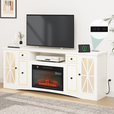 Moasis 70" Fireplace TV Stand W/ 1400W Electric Fireplace