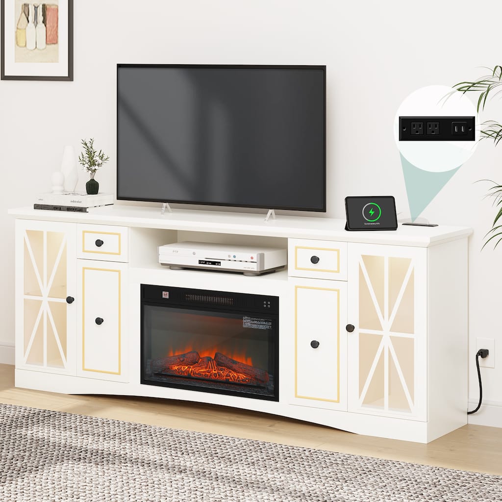 Moasis 70" Fireplace TV Stand W/ 1400W Electric Fireplace