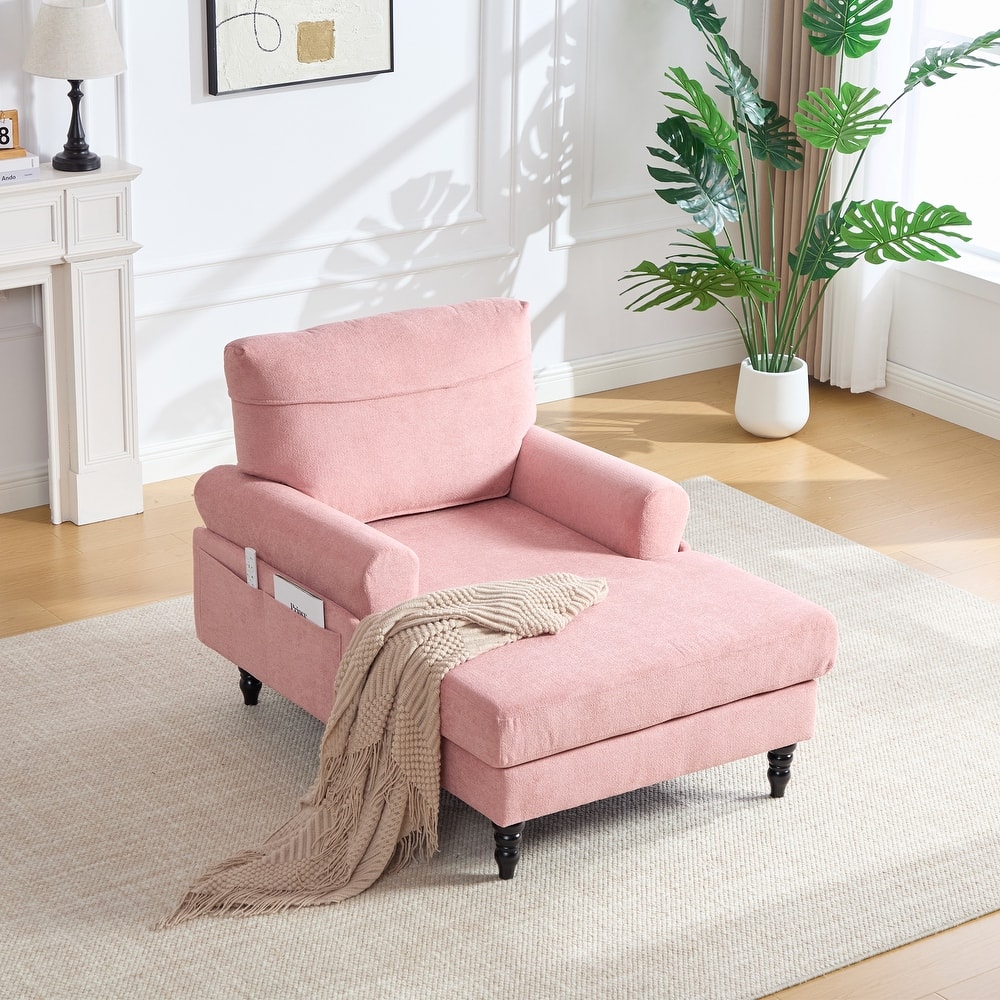 HOMEFUN Chenille Upholstered Wood Frame Recliner Single Sofa with Comfortable Armrests