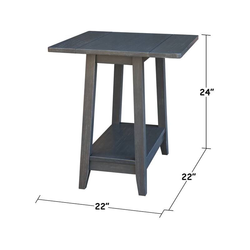 Square Solid Wood Drop Leaf Side Table