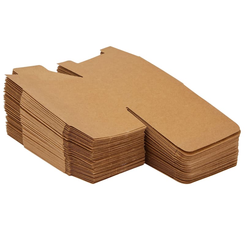 Blue Panda 50 Pack Kraft Brown Paper Gift Boxes, Bulk Set with Ribbon and Stickers, 3x3x3"
