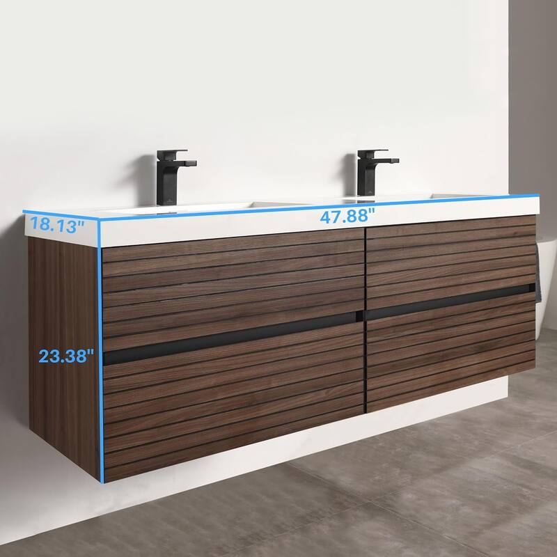 Blossom Annecy 48-Inch Floating Bathroom Vanity with Acrylic Sink
