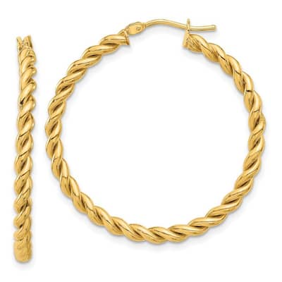 Curata 14k Yellow Gold Polished Twist Hoop Earrings - 35.5x35mm
