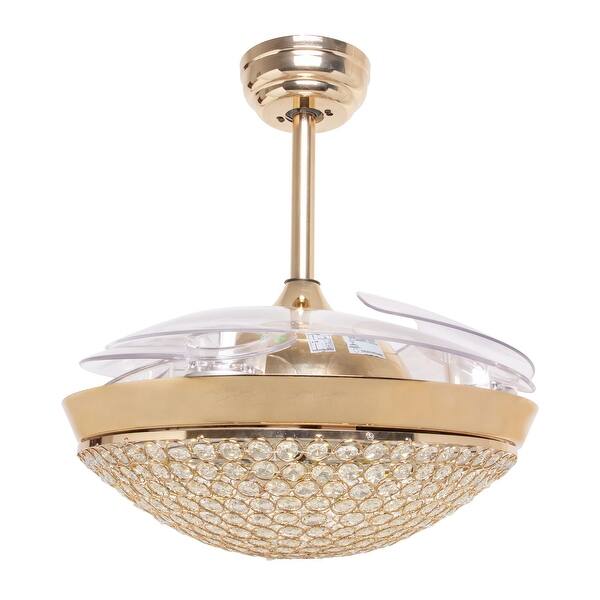 Shop Modern Dimmable Light Retractable 4 Blades Led Crystal